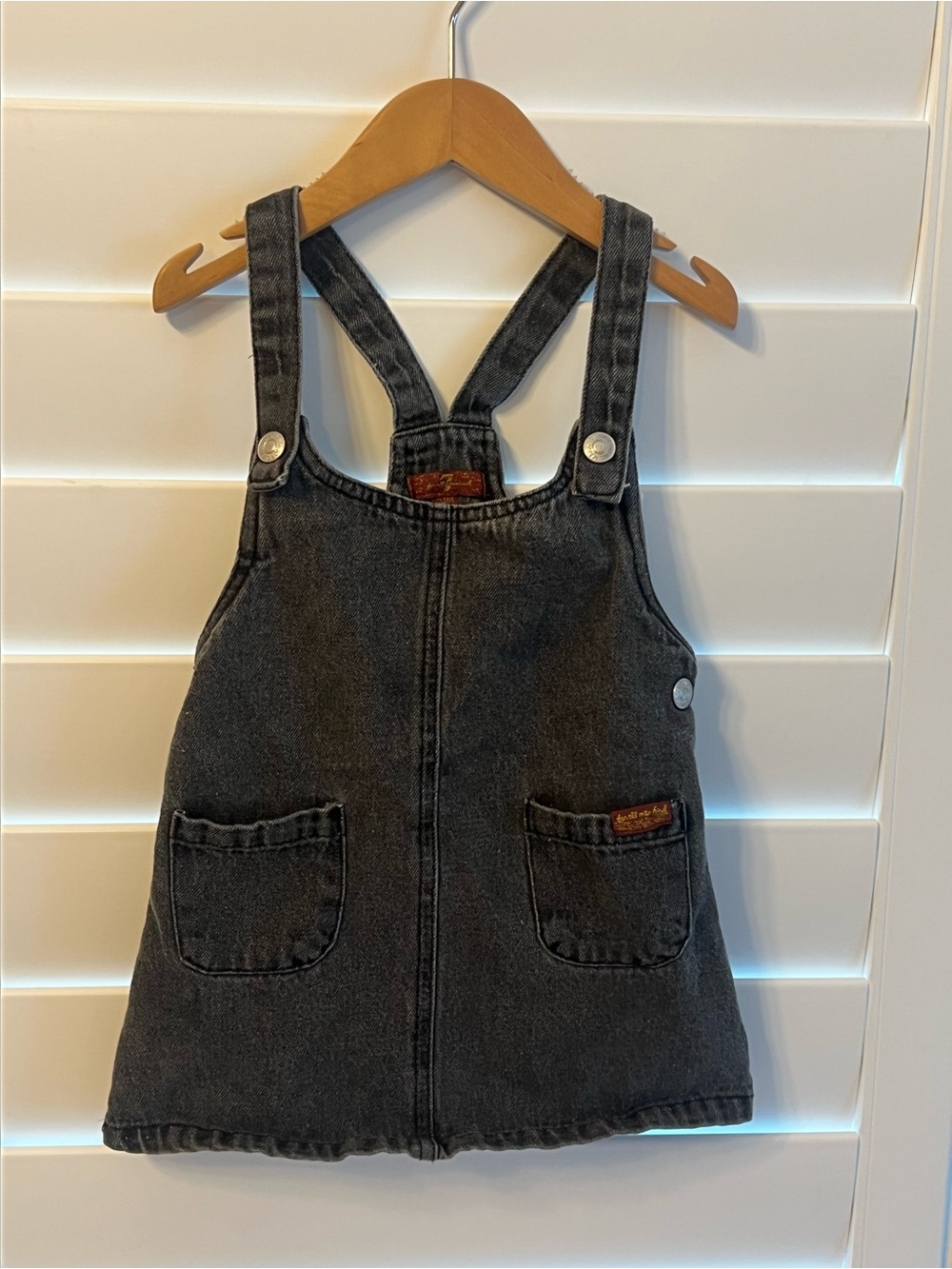 7 For All Mankind Black Denim Overall Dress for Kids - 24 months